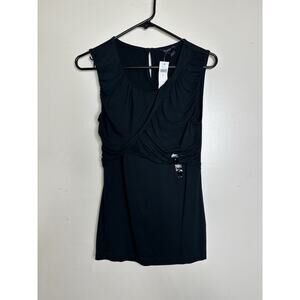 Banana Republic NEW Size Small Black Sleeveless Top Fold over Detail Stretchy